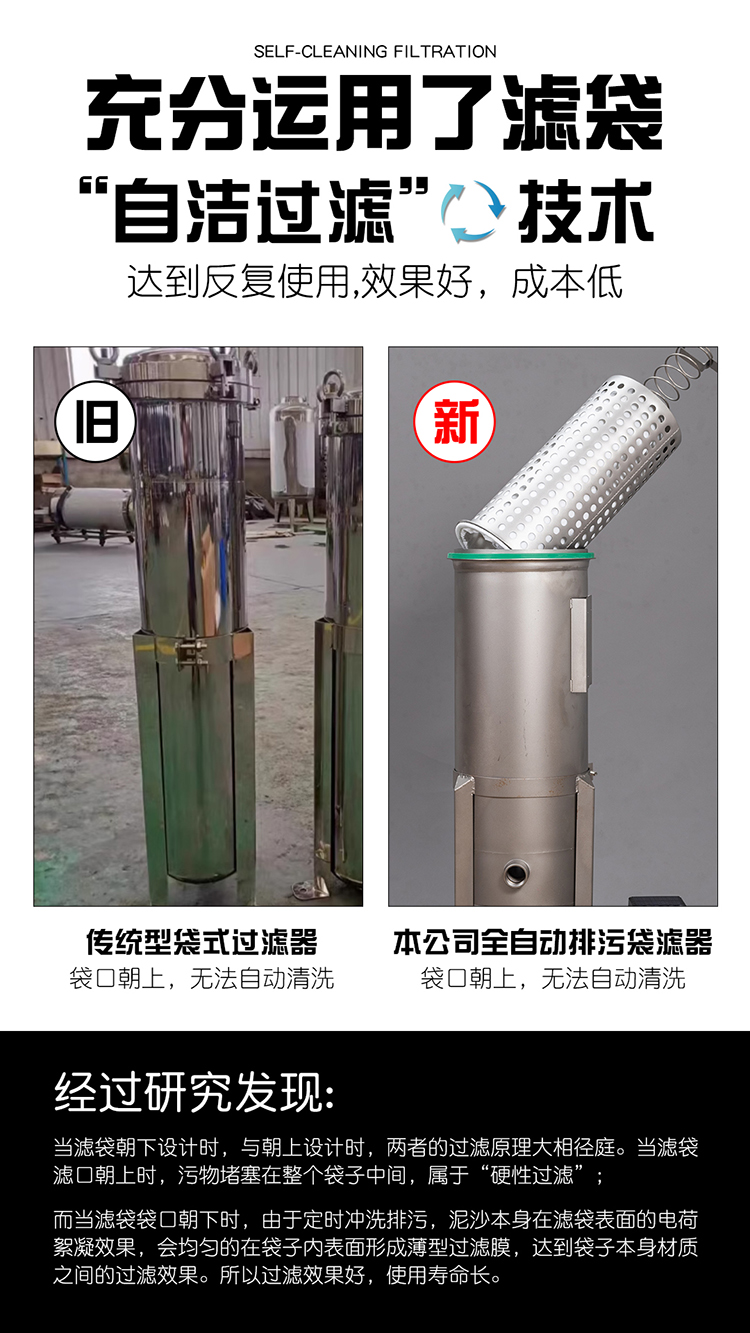 反冲洗304不锈钢袋式过滤器井水泥沙前置自动清洗排污地下水黄泥(图4)